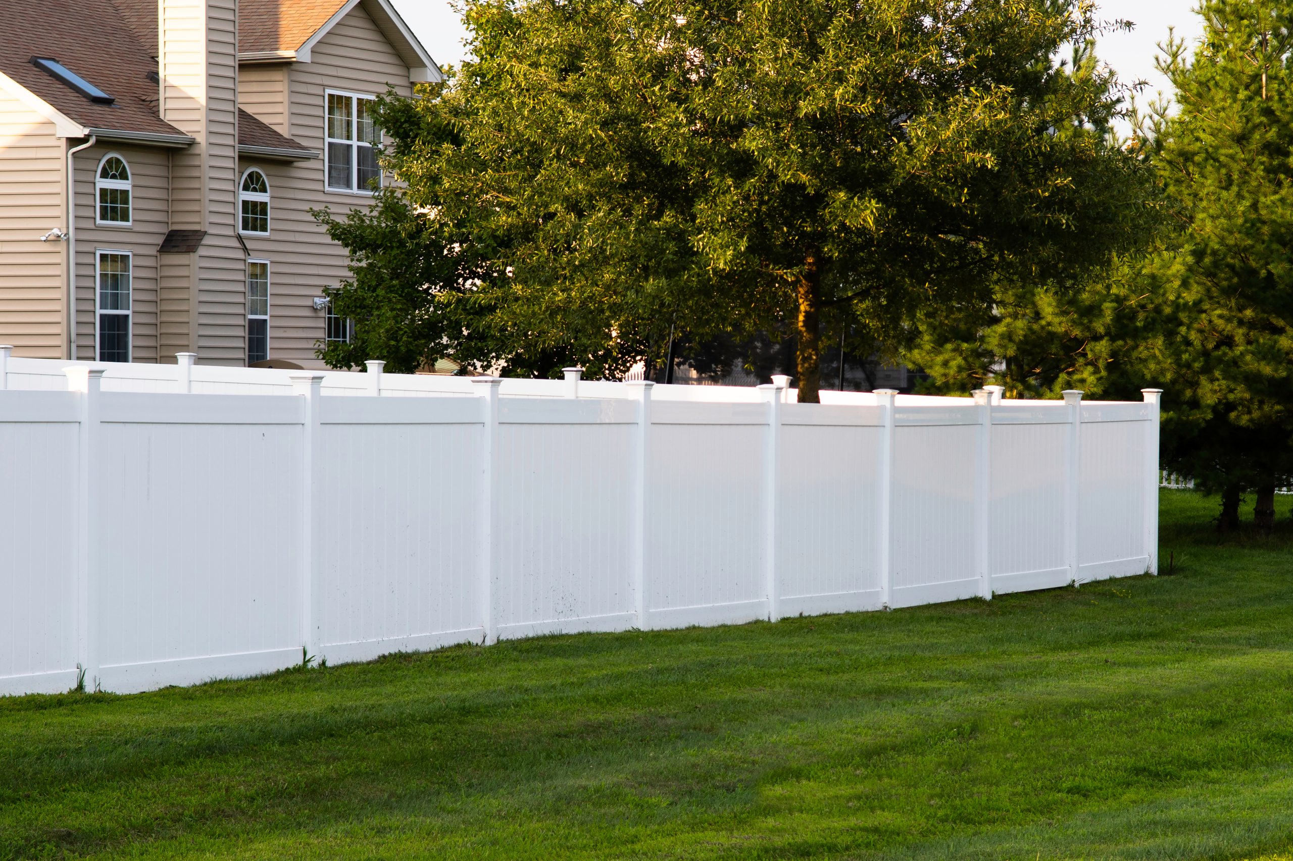White,Vinyl,Fence,Outdoor,Backyard,Home,Private,Green